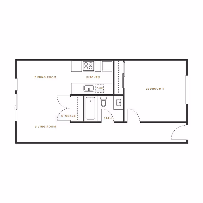 1 Bedroom, 1 Bath E - 1307 Mt Pisgah C-05 floor plan